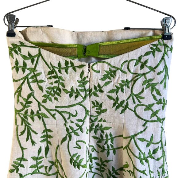 Vintage Tracy Reese Linen Embroidered Garden Dress - Size 8 - Picture 2 of 14